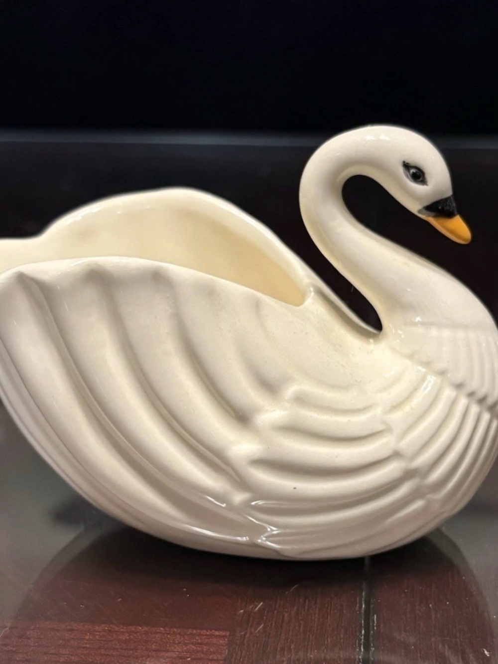 Vintage Cream Ceramic Swan Decorative Planter Vase- Elegant Home Decor 5”x 4” - Picture 5 of 12
